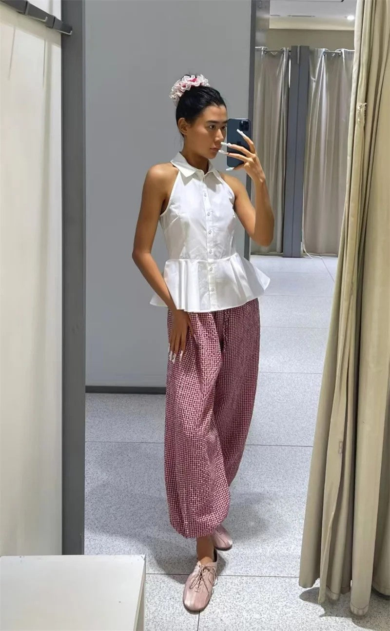 Corfu Plaid Lantern Pants