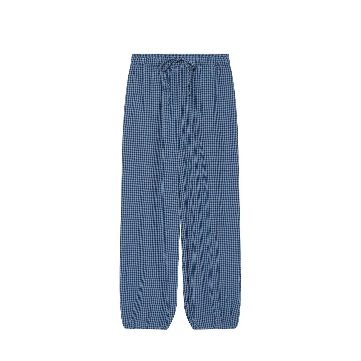 Corfu Plaid Lantern Pants - Azure Plaid