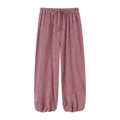 Corfu Plaid Lantern Pants - Crimson Plaid