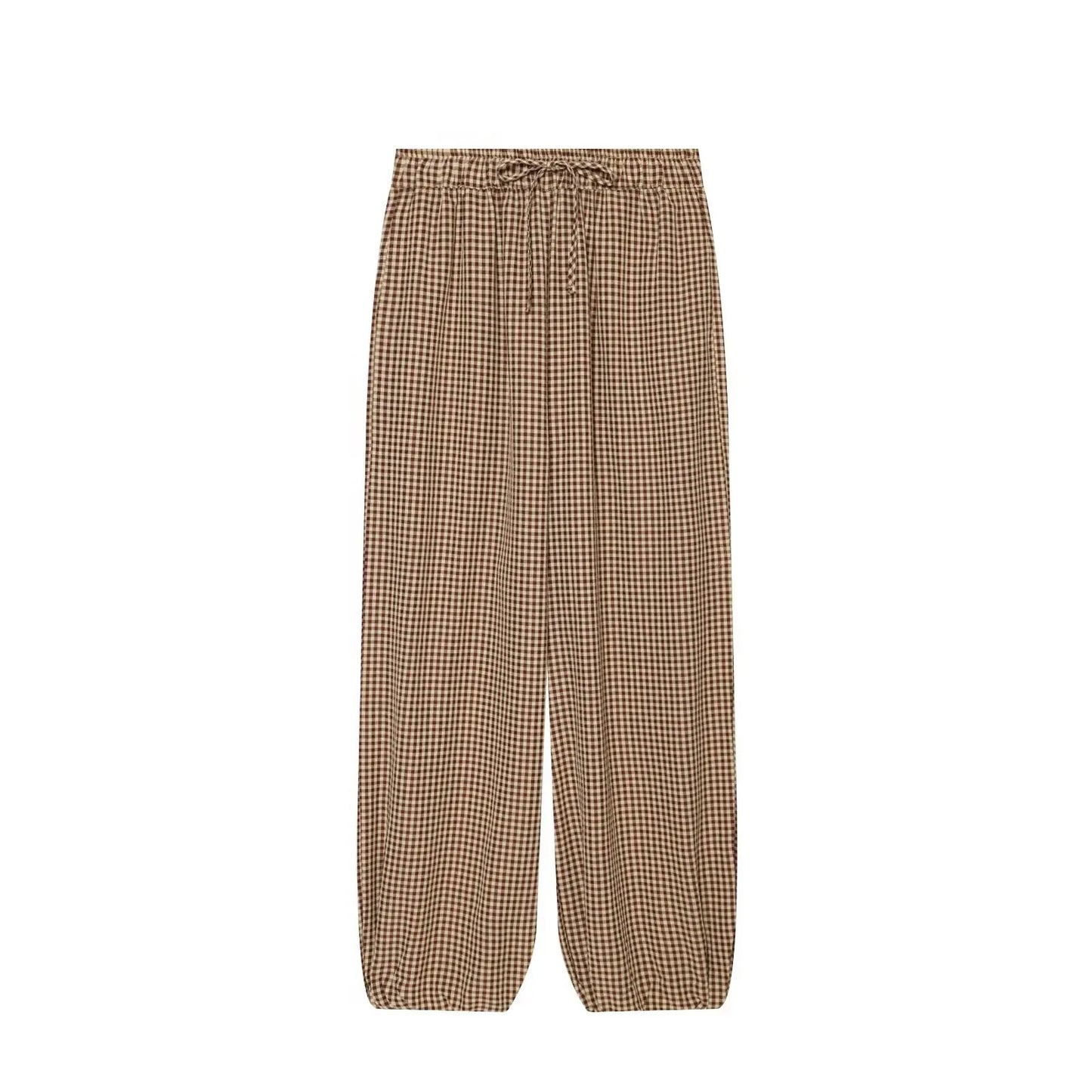 Corfu Plaid Lantern Pants - Khaki Plaid