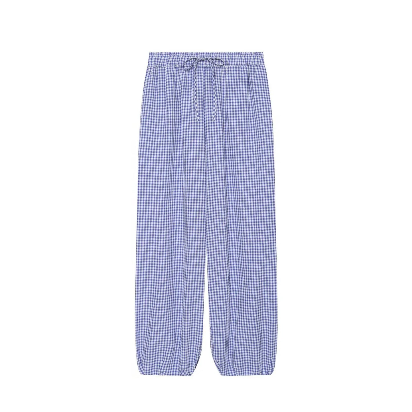 Corfu Plaid Lantern Pants - Lilac Plaid