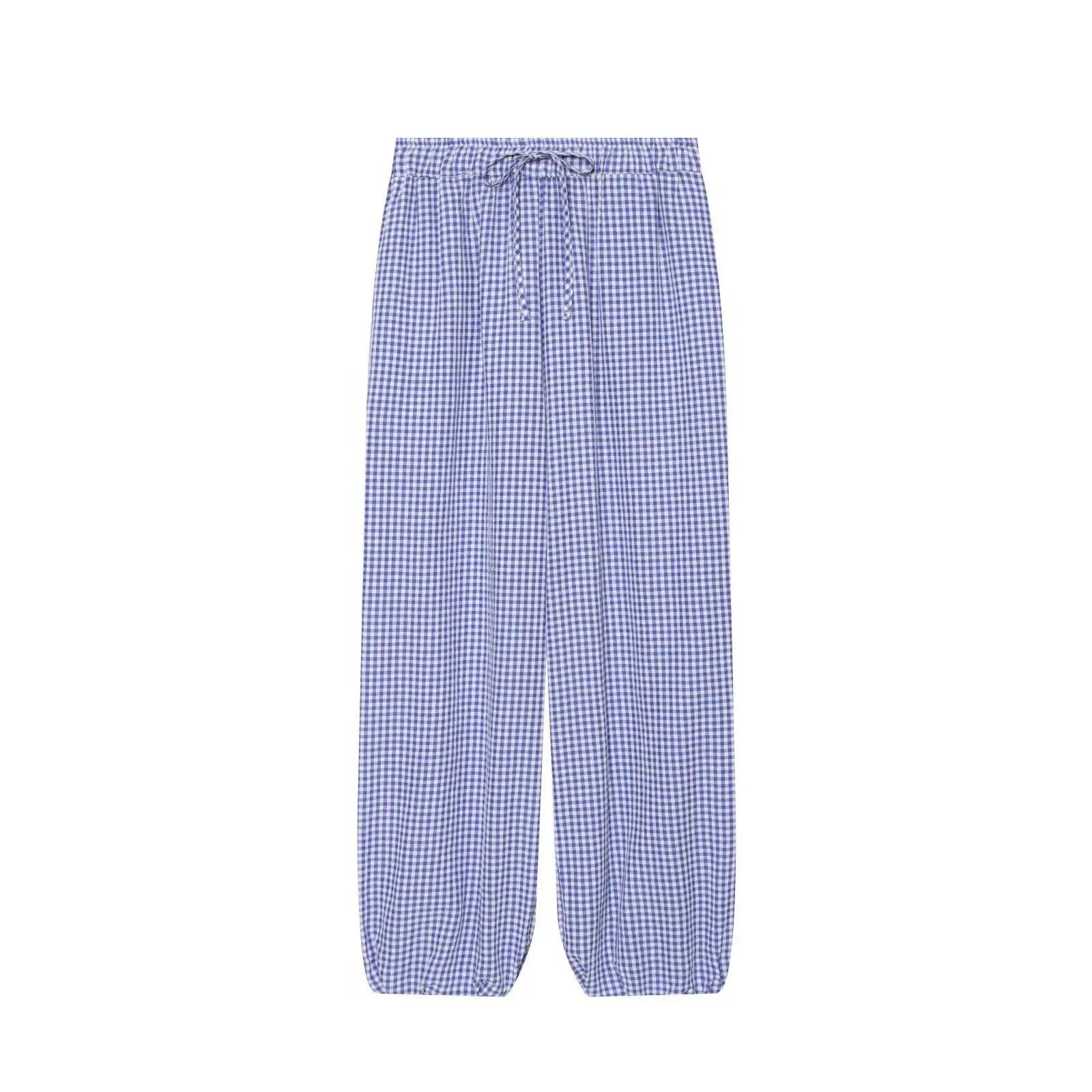 Corfu Plaid Lantern Pants - Lilac Plaid