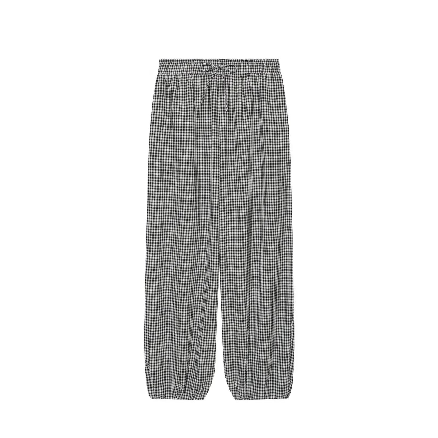 Corfu Plaid Lantern Pants - Onyx Plaid