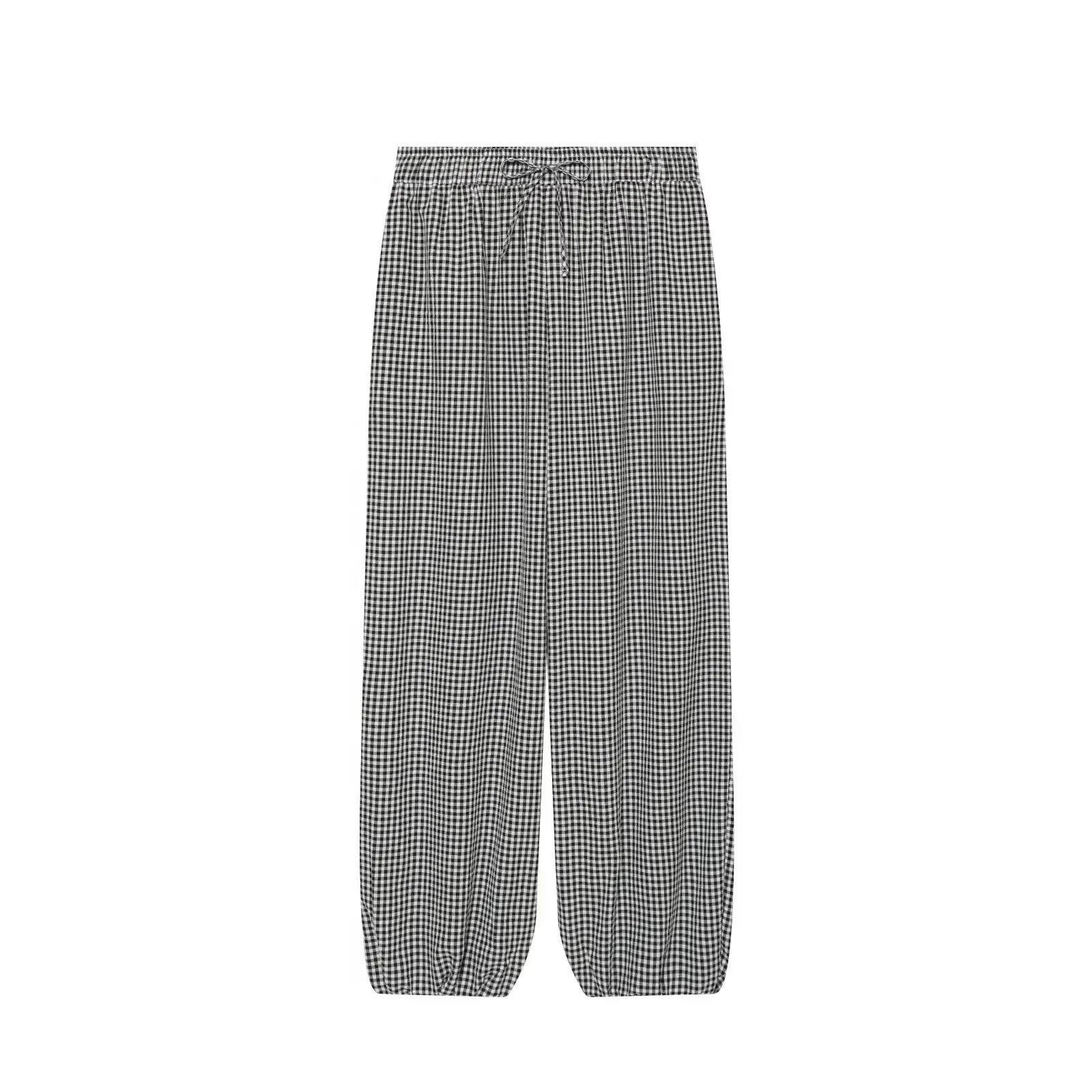 Corfu Plaid Lantern Pants - Onyx Plaid