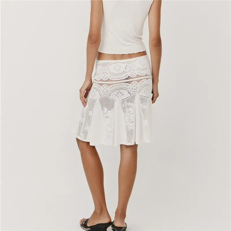 Corsica Crochet Lace Midi Skirt