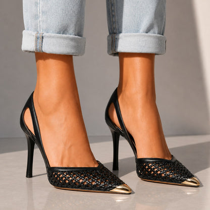 Cortez Gold-Tip Stiletto Heels