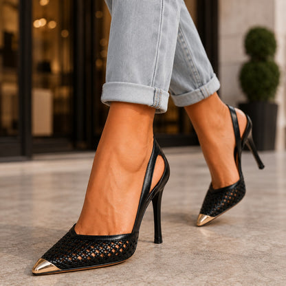Cortez Gold-Tip Stiletto Heels