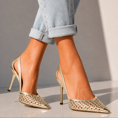 Cortez Gold-Tip Stiletto Heels