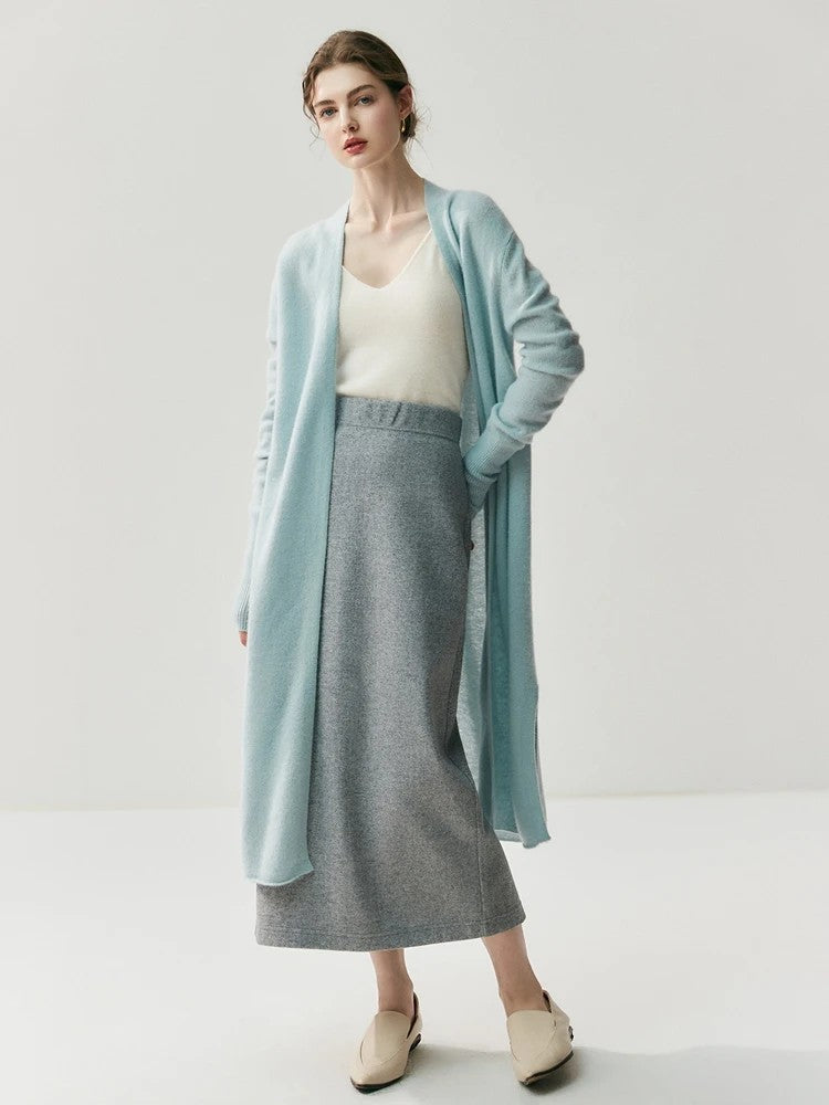 Cortina 100% Cashmere Long Cardigan - Azure