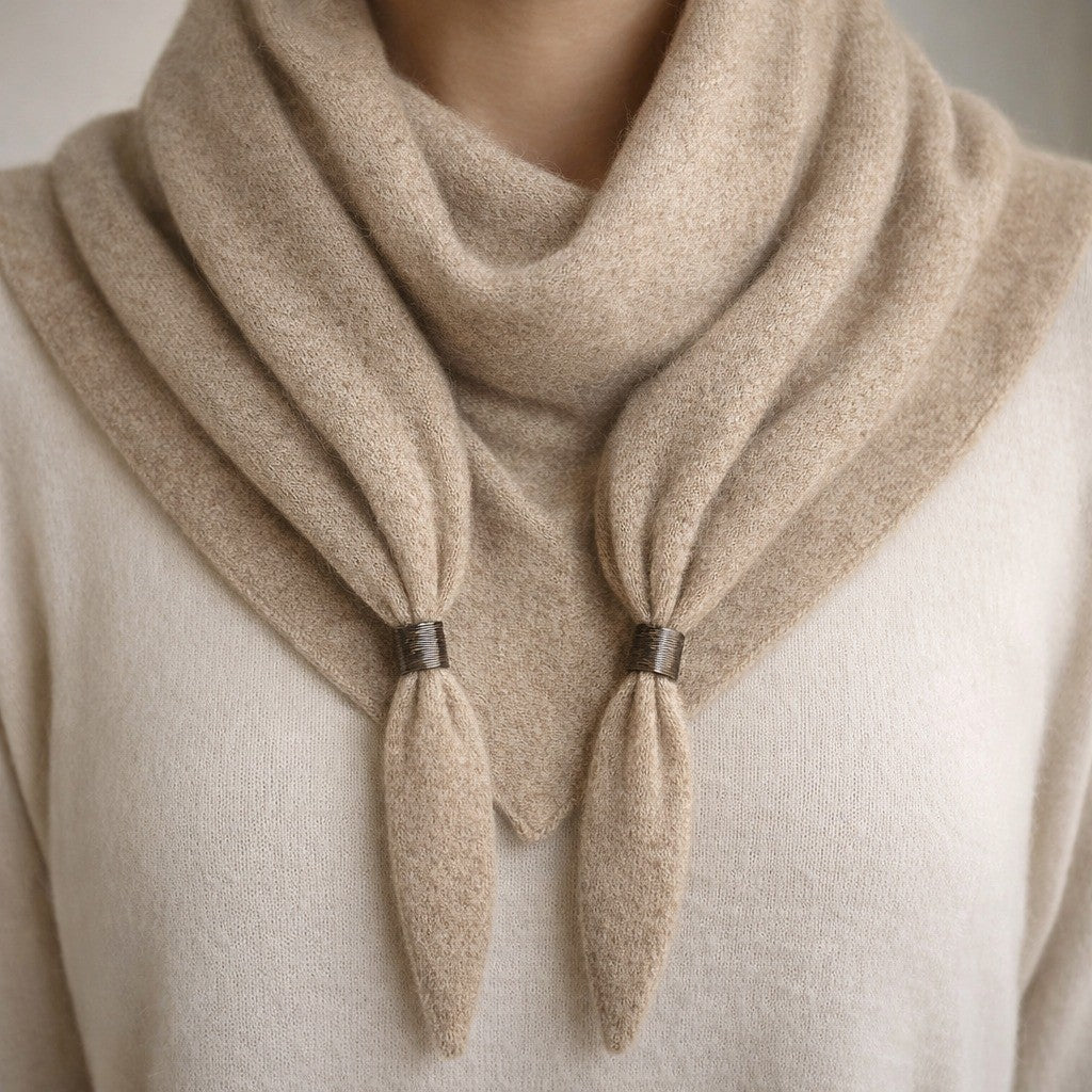 Cortina Cashmere Triangle Scarf - Warm Camel