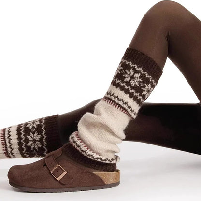 Cortina Fair Isle Leg Warmers - Mocha