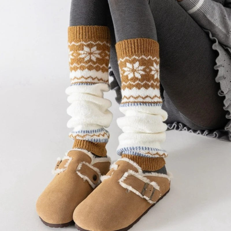 Cortina Fair Isle Leg Warmers - Oatmeal