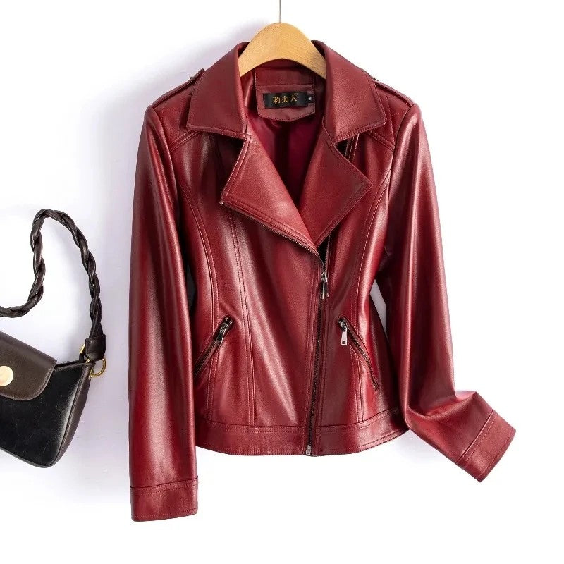 Cremona Leather Moto Jacket - Burgundy