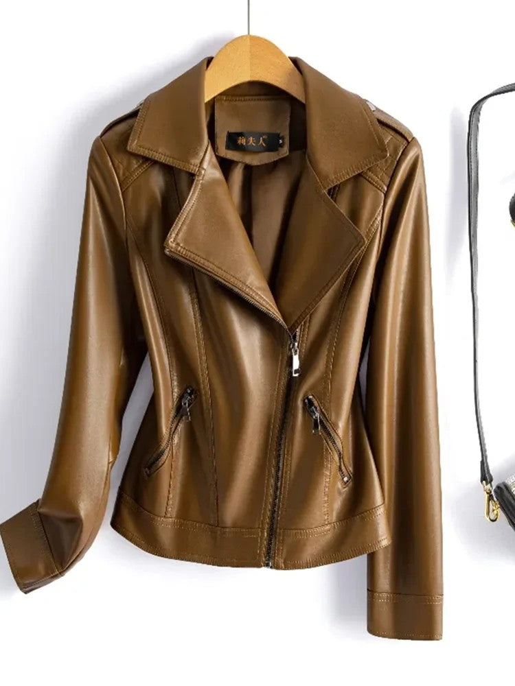 Cremona Leather Moto Jacket - Cognac