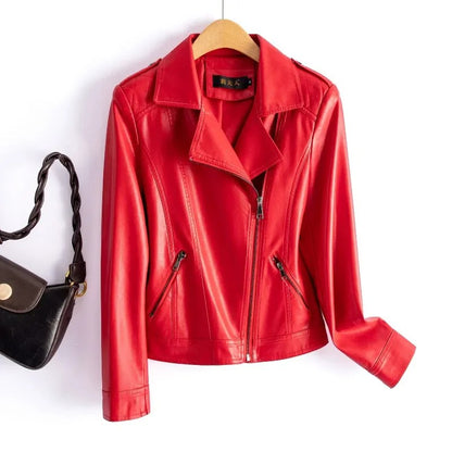 Cremona Leather Moto Jacket - Scarlet