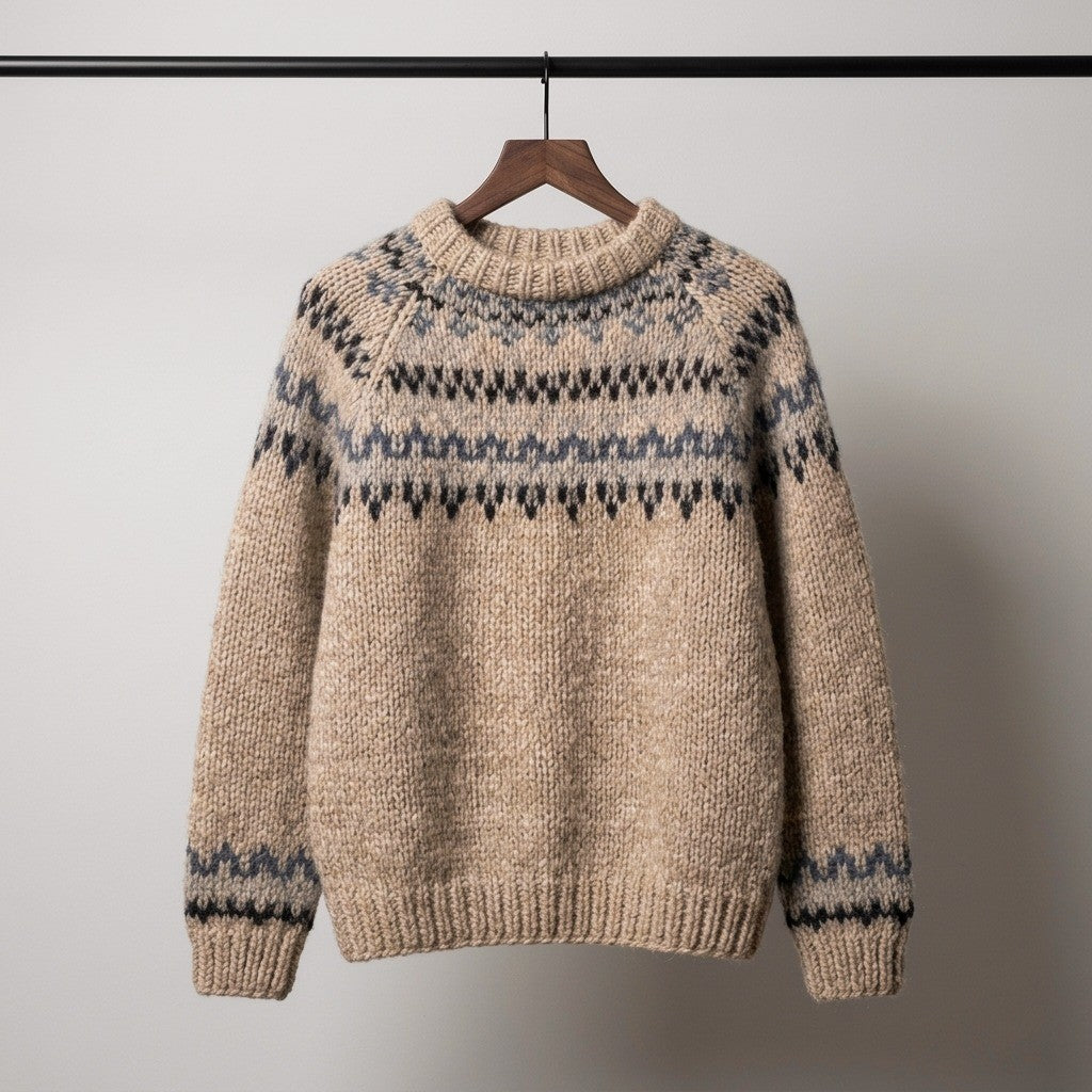 Davos Fair Isle Knit Sweater - Heather Gray