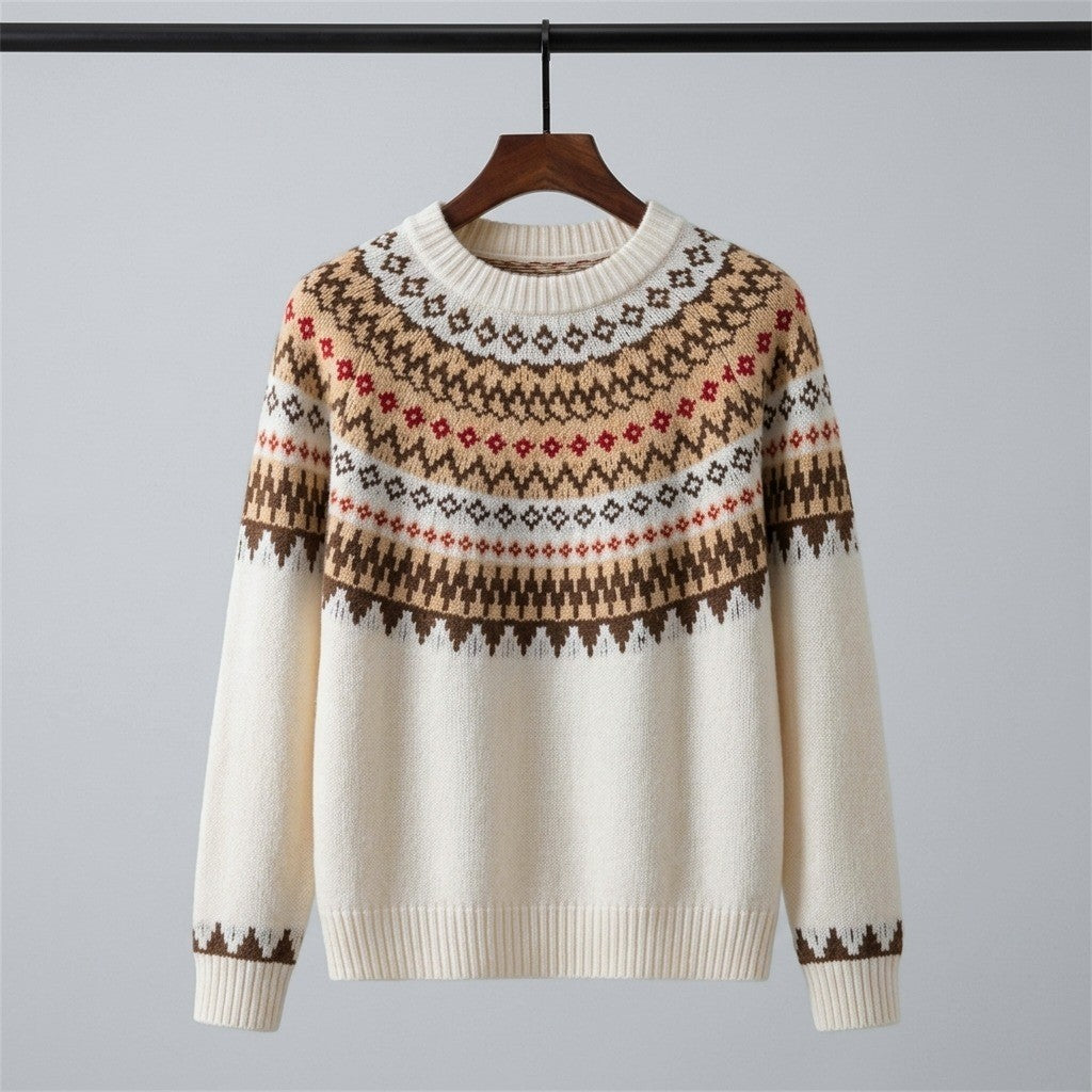 Davos Fair Isle Merino Wool Sweater - Ivory