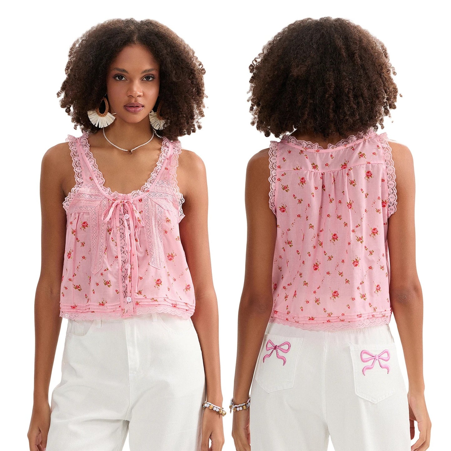 Deveraux Lace Trim Crop Top