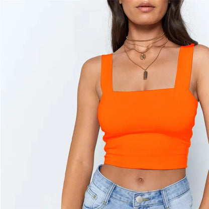Diano Square Neck Crop Top - Tangerine