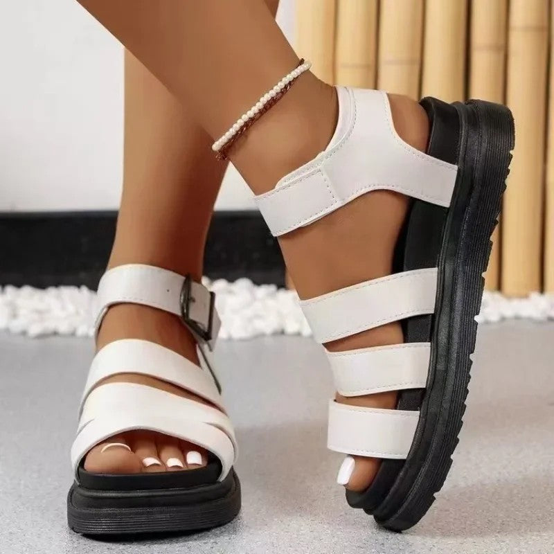 Donatello Leather Platform Sandals - Cream