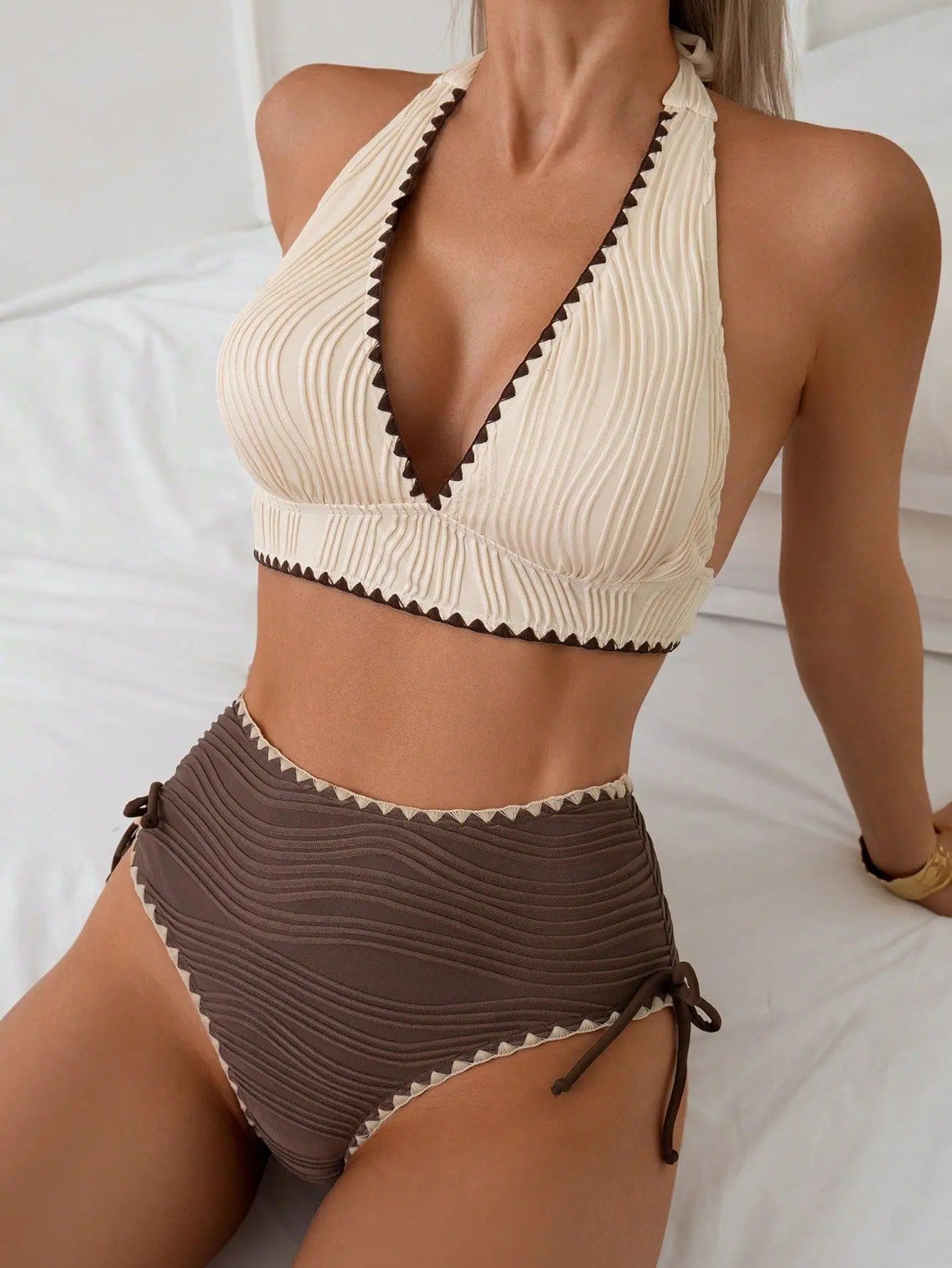 Duchess Khaki Patchwork Bikini Set