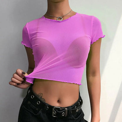 Estrela Mesh Crop Top - Orchid Purple