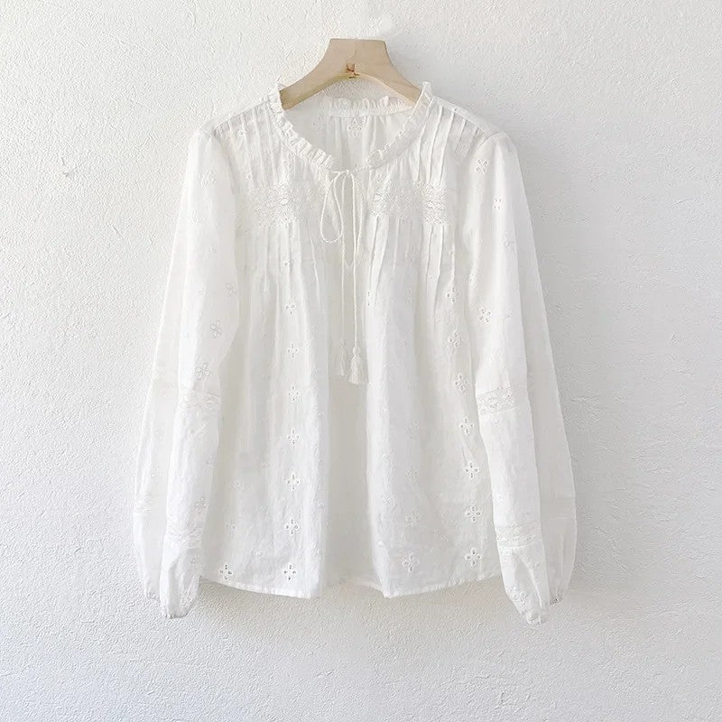 Elara 100% Cotton Lace Blouse