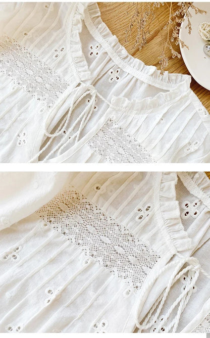 Elara 100% Cotton Lace Blouse