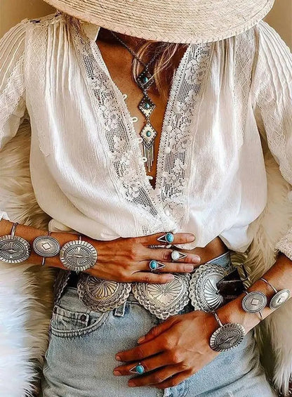 Elara 100% Cotton Lace Blouse