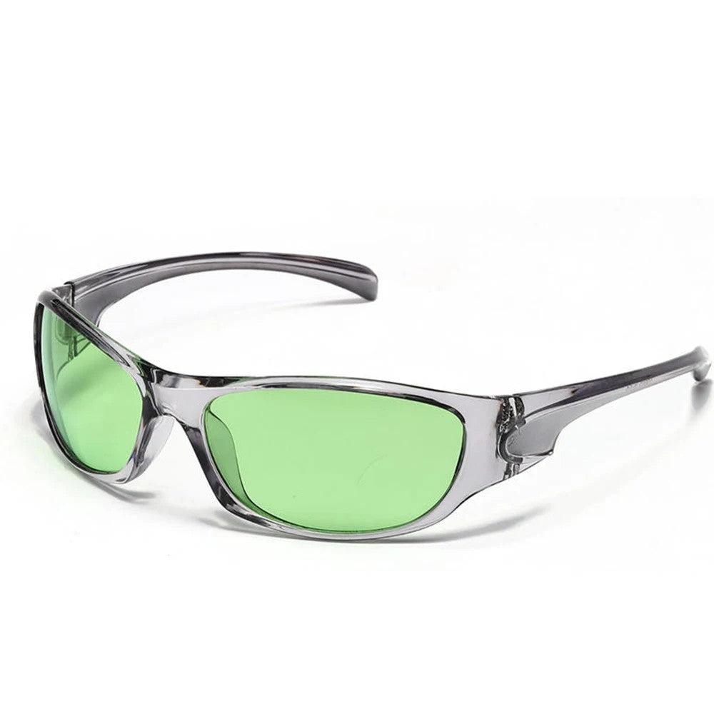 Enduro Silver Y2K Sunglasses - Emerald Haze