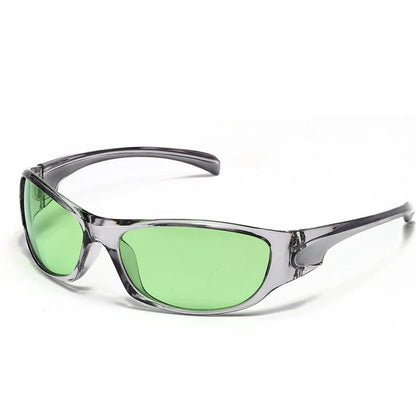 Enduro Silver Y2K Sunglasses - Emerald Haze