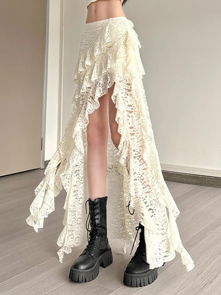 Seraph Ruffle Hem Skirt - Stone