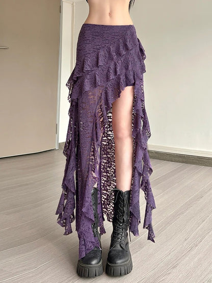 Seraph Ruffle Hem Skirt - Violet