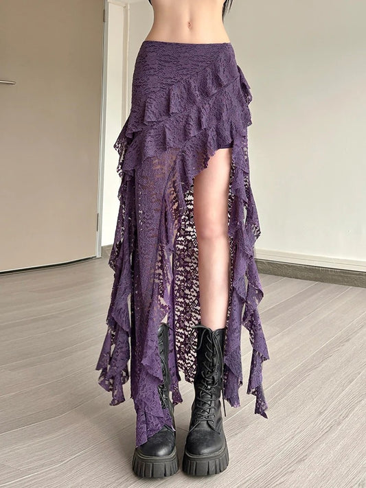 Seraph Ruffle Hem Skirt - Violet