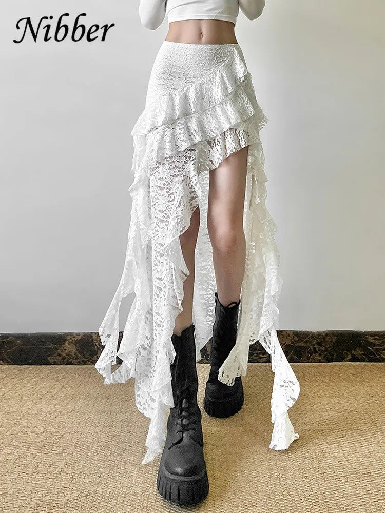 Seraph Ruffle Hem Skirt - White