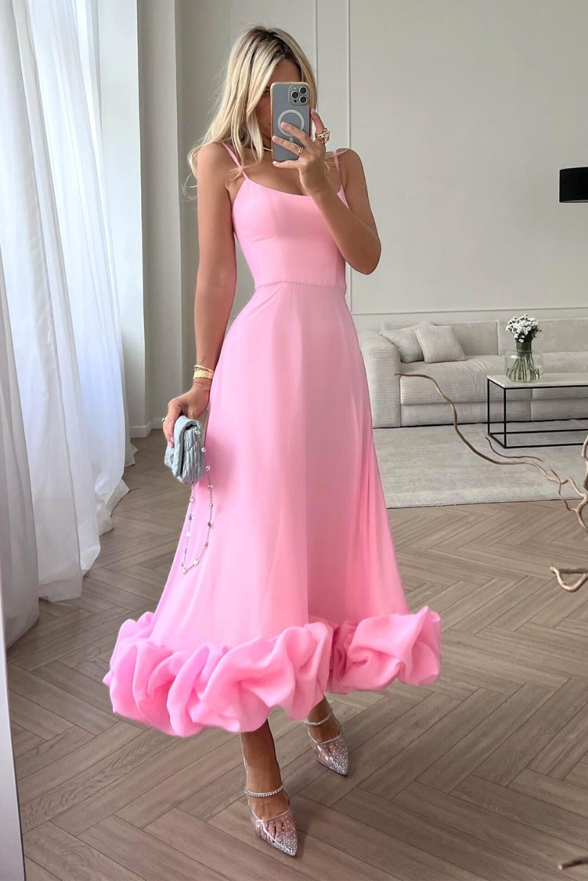Seville Evening Midi Dress - Blush Pink