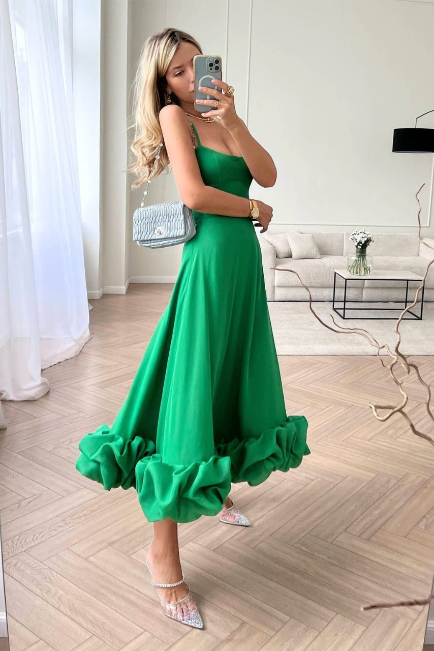 Seville Evening Midi Dress - Emerald Green