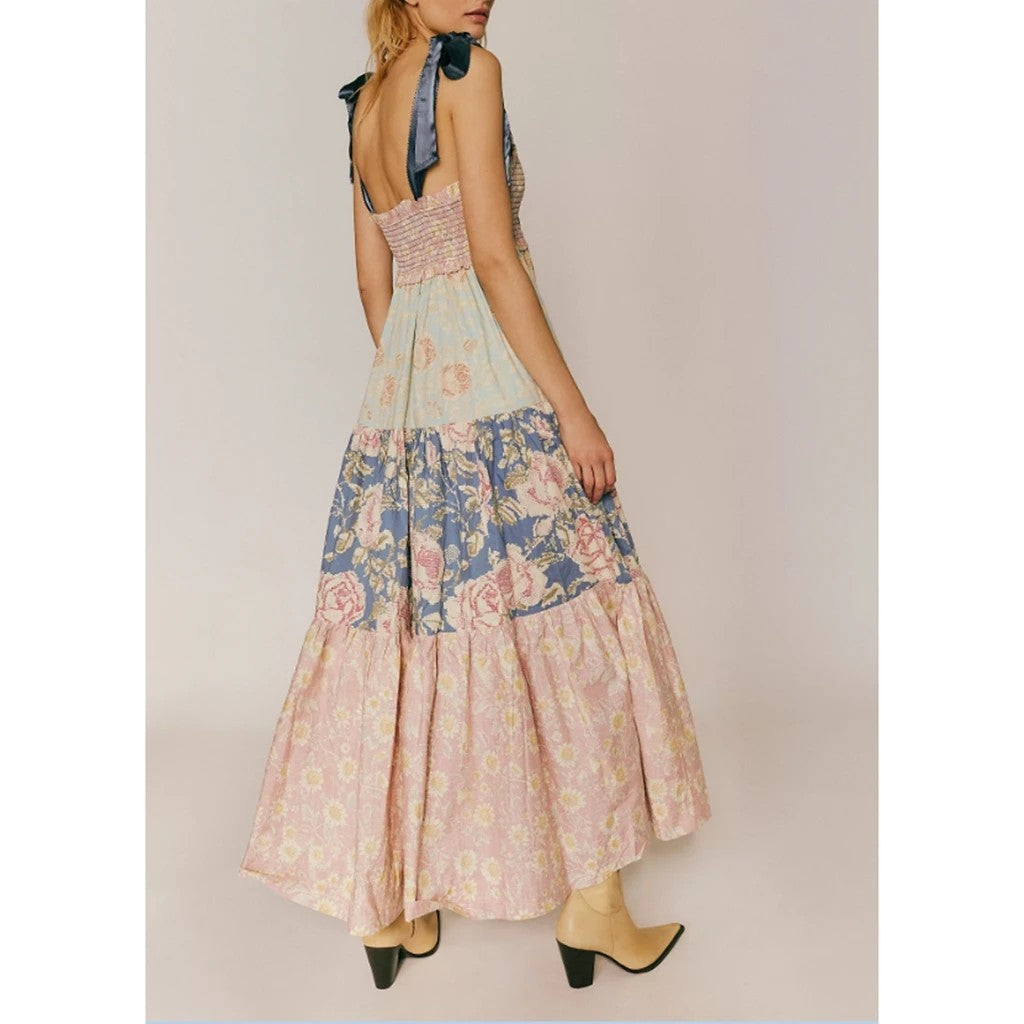 Fiorella Floral Tie-Shoulder Maxi Dress
