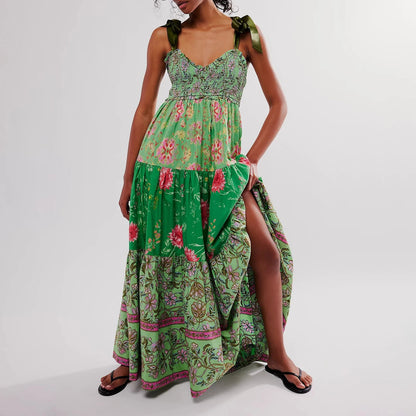 Fiorella Floral Tie-Shoulder Maxi Dress