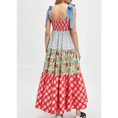 Fiorella Floral Tie-Shoulder Maxi Dress