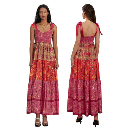 Fiorella Floral Tie-Shoulder Maxi Dress - Coral Bloom Floral