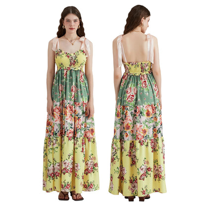 Fiorella Floral Tie-Shoulder Maxi Dress - Daisy Meadow Floral