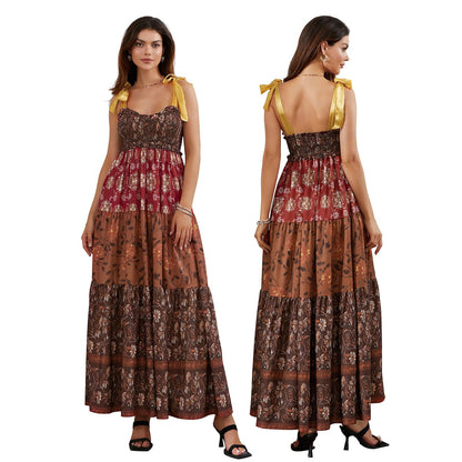 Fiorella Floral Tie-Shoulder Maxi Dress - Terracotta Bloom Floral