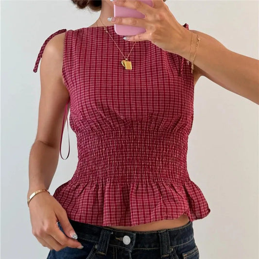 Fontaine Gingham Smocked Top