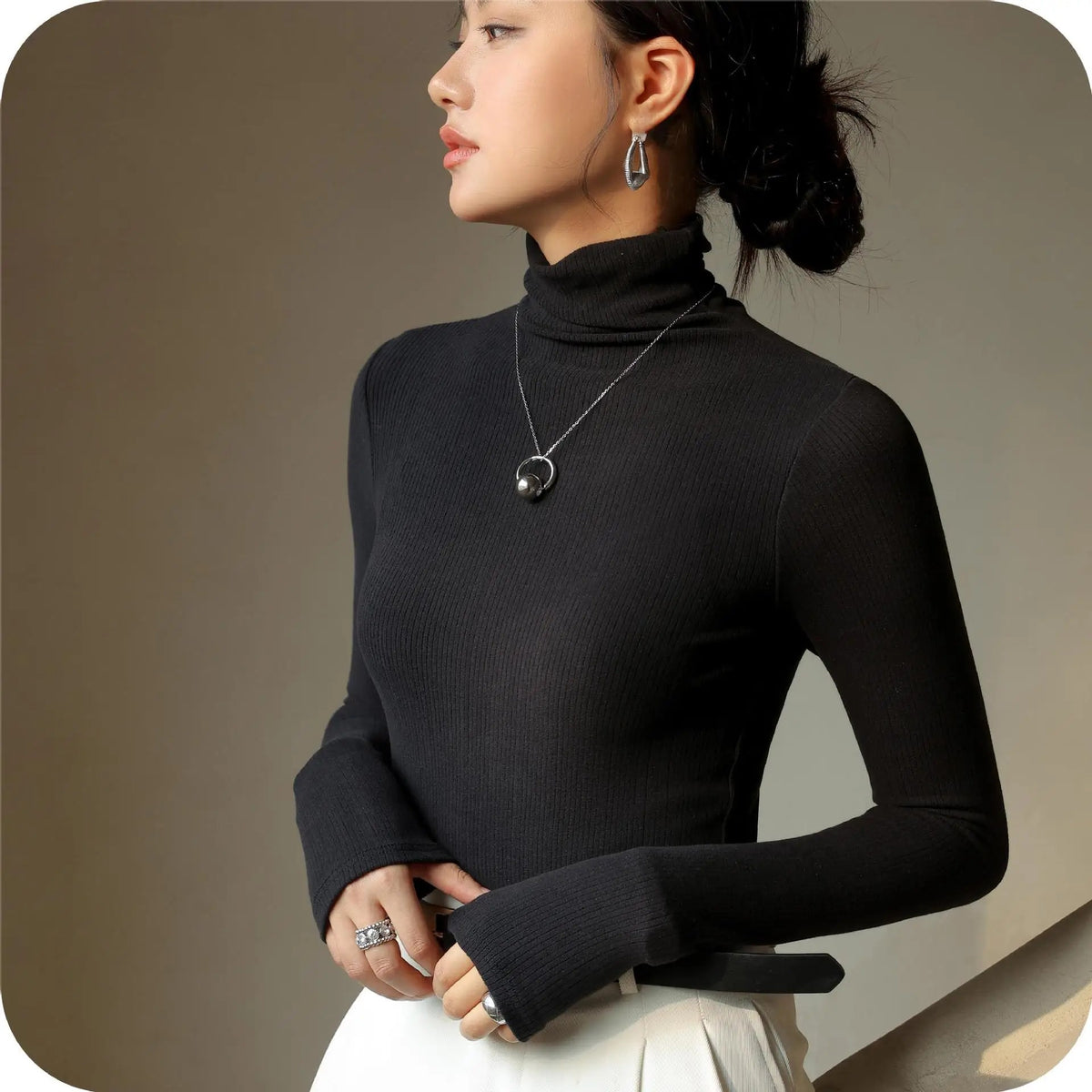 Fontaine Ribbed Turtleneck - Black