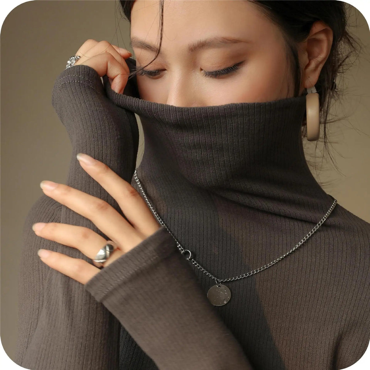 Fontaine Ribbed Turtleneck - Charcoal Grey