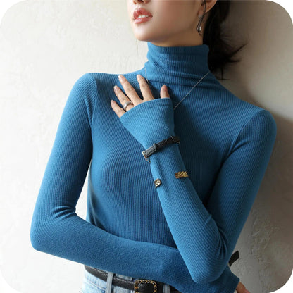 Fontaine Ribbed Turtleneck - Indigo Blue