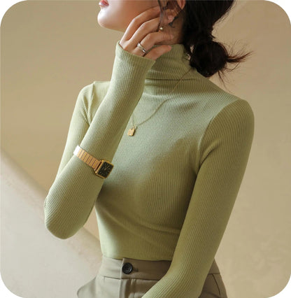Fontaine Ribbed Turtleneck - Olive Green