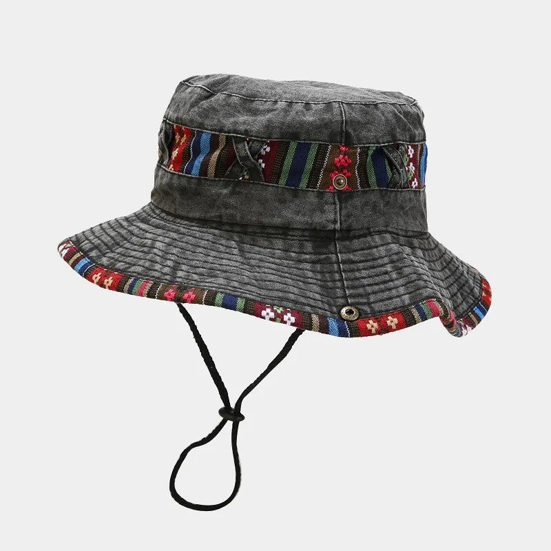 Garda Adjustable Bucket Hat - Charcoal Patchwork