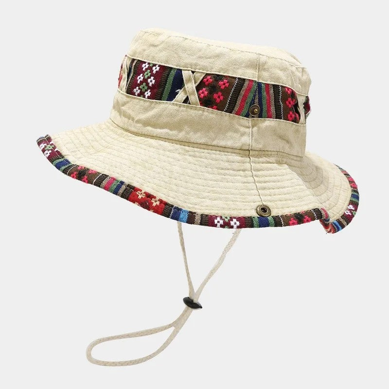 Garda Adjustable Bucket Hat - Cream Patchwork